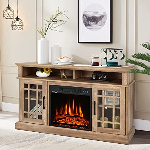 48″ Fireplace TV Stand Up to 50 Inch with 18″ Fireplace, Electric Fireplace TV Cabinet with Open Storage, Adjustable Shelves, Sliding Barn Door, Farmhouse Media Entertainment Center Console Table | The Storepaperoomates Retail Market - Fast Affordable Shopping