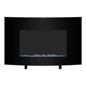 BEGGI 35″ Electric Fireplace Recessed & Wall Mounted Electric Fireplace, Fireplace Heater & Linear Fireplace with Remote Control, Adjustable Flame Color, 1400W, Black