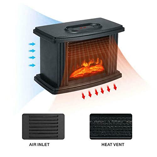 Omosiroi Mini Safety Electric Fireplace 3D Flame Stove Heater Free Stand Fireplace Indoor Space Heater with Electric Stove, Black | The Storepaperoomates Retail Market - Fast Affordable Shopping
