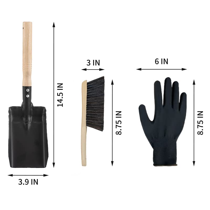 OUDE Howe Fireplace Ash Shovel and Brush Set, Fireplace Shovel and Brush with Black Nylon Gloves for Home Fireplaces Clean Tools Coal Shovel and Hearth Brush | The Storepaperoomates Retail Market - Fast Affordable Shopping