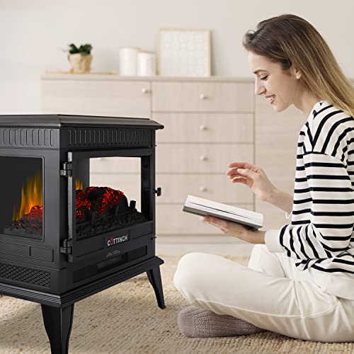 25″ Electric Fireplace Heater Freestanding Fireplace with Realistic Dancing Flame Effect – Overheating Safety Protection – Easy to Assemble – 1400W, Black | The Storepaperoomates Retail Market - Fast Affordable Shopping