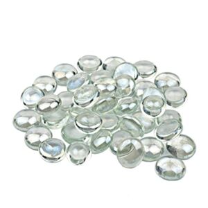 Meschett 50PCS Mini Glass Gems,Clear Mancala Stones Flat Bottom Marble Beads for Home Decorative Art Craft Vase Filler(0.5″~0.7″)