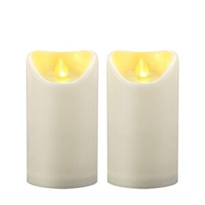 2 PCS 3″x5″ Waterproof Outdoor Battery Operated Flameless LED Pillar Candles with Timer Flickering Plastic Resin Electric Decorative Light for Patio Lantern Decor, Halloween Christmas Party Decoration