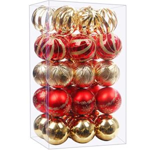 Christmas Ball Ornaments, 30 pcs 2.36” Christmas Shatterproof Balls Ornaments Set Red and Gold for Xmas Tree Christmas Tree Decorations Sets Hanging Baubles Ornaments for Wedding Party Home Decor