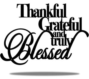 Vivegate Thankful Grateful Blessed Wall Decor – Home Thankful Iron Wall Decor Blessed Wall Signs for Home Decor Entry Way (Large – 18″X12″)