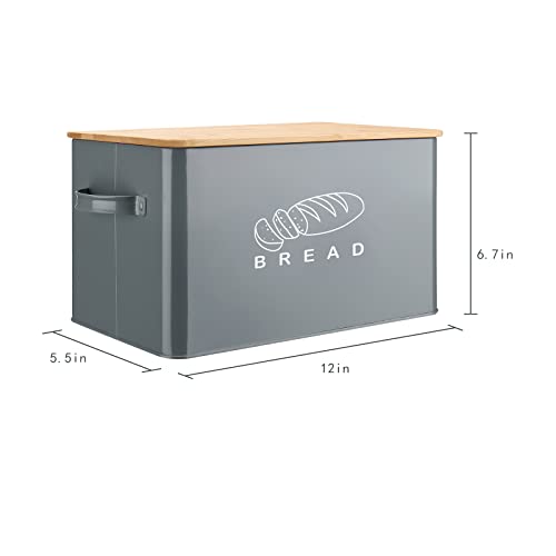 Bread Box, Bread Box for Kitchen Countertop, GA Homefavor Bread Bin, Bread Holder with Bamboo Lid, 11.56″6.7″5.5″, Grey | The Storepaperoomates Retail Market - Fast Affordable Shopping