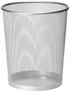 Zuvo Metal Wire Mesh Waste Basket Garbage Trash Can for Office Home Bedroom Height 10.1″ Width 10″ , 4 Gallon (16 Quart) (1, Silver)