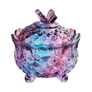 SOCOSY Royal Embossed Crystal Glass Candy Box with Lid Footed Jewelry Box Candy Jar Bowl Wedding Candy Buffet Jars Kitchen Storage Jar, 10 oz