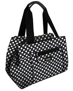 Nicole Miller of New York Insulated Waterproof Lunch Box Cooler Bag – 11 Lunch Tote (Black and White Polka Dot)