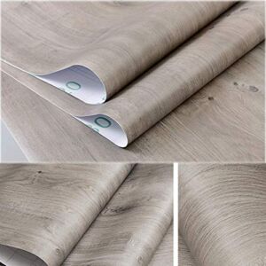 Self Adhesive Gray Oak Wood Contact Paper Shelf Liner for Bathroom Kitchen Cabinets Countertop Table Desk Door Decal 24×117 Inches