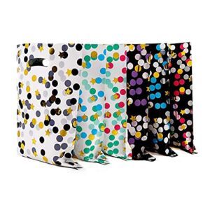 HABILE 48 Pack Plastic Party Gift Bags, Durable Return Gift Bags With Handles, Plastic Candy Bags For Goodie, Party Favor Bags For Kids Birthday (Polka Dots And Small Stars)