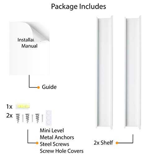 Wallniture Denver White Bookshelf for Kids’ Room and Nursery Decor, 34 Inch Floating Shelves for Wall Storage | The Storepaperoomates Retail Market - Fast Affordable Shopping