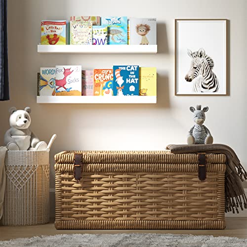 Wallniture Denver White Bookshelf for Kids’ Room and Nursery Decor, 34 Inch Floating Shelves for Wall Storage | The Storepaperoomates Retail Market - Fast Affordable Shopping