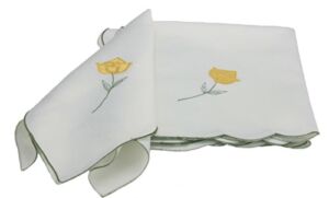 Xia Home Fashions Embroidered Napkin, 21 by 21-Inch, Yellow Rose, Set of 4