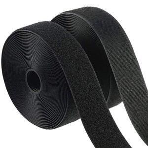 1.5 inch Wide 20 Feet Sew On Hook Loop Tape Roll Closeout Nylon Strips Fabric Water Tear Resistant for Window Curtain Handbags Clothes Shoes Backpacks Non-Adhesive Back