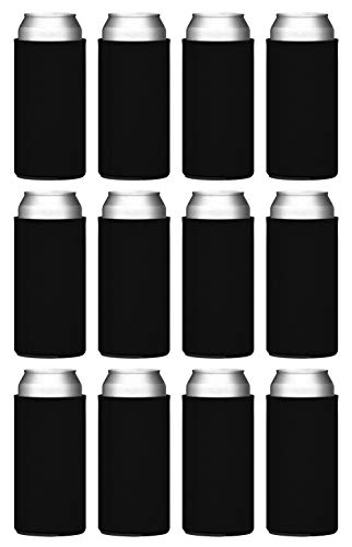 TahoeBay Slim Can Cooler Sleeves (12-Pack) Insulated Polyfoam, Scuba Knit Polyester Fabric Thermocoolers for 12oz Tall Skinny Beverage Cans – Blank Design, Ready for Printing (Black) | The Storepaperoomates Retail Market - Fast Affordable Shopping