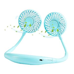 Neck Fan,Rechargeable USB Fans,Upgraded Version Portable Neck Fan with 2000mAh Battery, Dual 360° Rotation, 3 Level Speed, Color Changing LED, Low Noise, Neckband Fan for Sport,Office,Outdoor (blue)