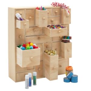 HYGGEHAUS Craft Storage Organizer with Drawers – Wooden Storage | DIY Advent Calendar | Desktop Organizer | Apothecary Cabinet | Kids Craft Idea | 24 Drawer. Unfinished Wood. 12.5in x 14.5in x 4in