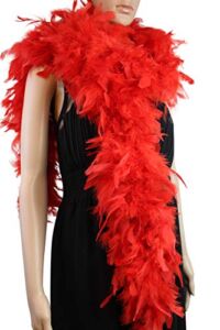 80 Gram, 2 Yards Long Turkey Chandelle Feather Boa 10 Color, Great for Party, Wedding, Halloween Costume, Christmas Tree Decoration (Red Color)