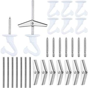 Ceiling Hooks, MENOLY 8 Packs Ceiling Hooks for Hanging Plants, Heavy Duty Swag Hook with Hardware Including Screws and Toggle Wings for Ceiling Installation Wall Fixing (White)