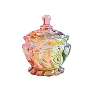 SOCOSY Royal Embossed Clear Glass Apothecary Jar With Lids , Candy Jar Containers Wedding Candy Buffet Jars Crystal Jewelry Box Food Jar 7oz