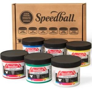 Speedball Fabric Screen Printing Ink Starter Set, 6-Colors, 4-Ounce for T-Shirt and Silkscreen Printmaking