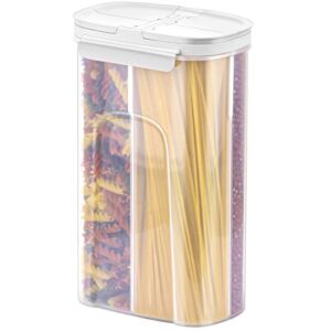 Poeland Storage Jars Canisters with Built-in partition / 4 compartments for Spaghetti Pasta Noodles Cereal – White