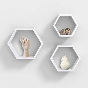 ZGZD White Floating Shelves Hexagon Wall Organizers Display Hanging Shelf for Room, Kitchen, Office, Set of 3