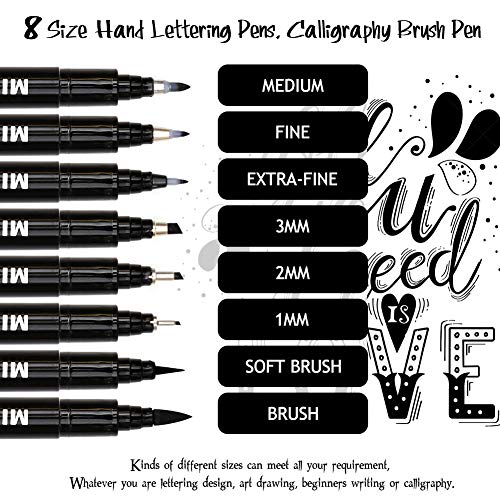 dainayw Hand Lettering Pens, Calligraphy Brush Pen, 8 Size Black Markers Set for Artist Sketch, Technical, Beginners Writing, Art Drawings, Signature, Water Color Illustrations, Journaling | The Storepaperoomates Retail Market - Fast Affordable Shopping