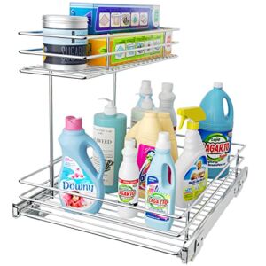 G-TING Pull Out Cabinet Organizer, Under Sink Slide Out Storage Shelf with 2 Tier Sliding Wire Drawer – 12.6W x 16.53D x 12.99H – Request at Least 13 Inch Cabinet Opening