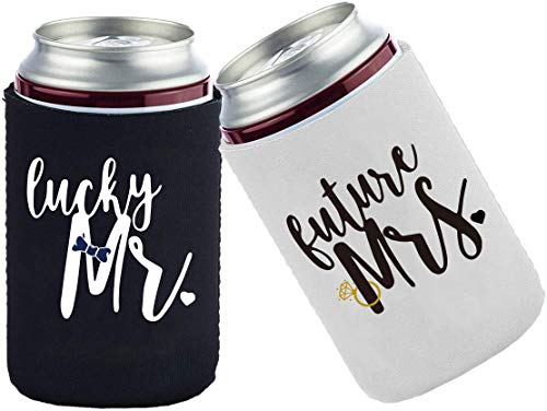 Bridal Shower Party Decoration Beer Can Coolie Coolers Funny Wedding Bride Groom Gifts-Lucky Mr Future Mrs(12-16 Oz Bottles,2 Pack) | The Storepaperoomates Retail Market - Fast Affordable Shopping