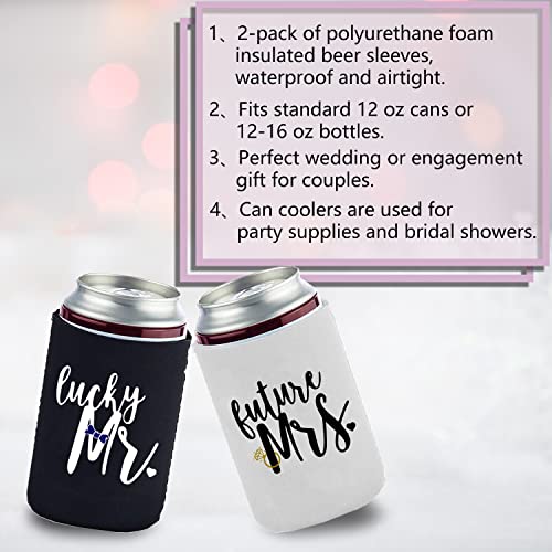 Bridal Shower Party Decoration Beer Can Coolie Coolers Funny Wedding Bride Groom Gifts-Lucky Mr Future Mrs(12-16 Oz Bottles,2 Pack) | The Storepaperoomates Retail Market - Fast Affordable Shopping