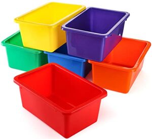 Nicunom 6 Pack Cubby Bin Storage Bins, Multi-Purpose Plastic Storage Bins Stackable Organizer Storage Cubbies for Home Nursery, Playroom