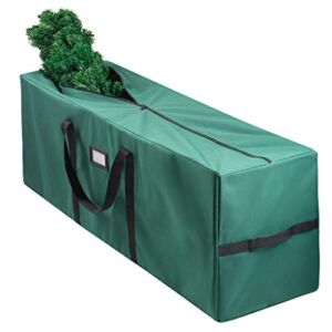 9 ft Christmas Tree Storage Bag – Waterproof, Heavy-Duty 600D Oxford Christmas Tree Bag – Reinforced Handles, Dual Zipper, Label & Side Pocket – Protection From Dust, Water – Green, 50x15x20″ – Sagler