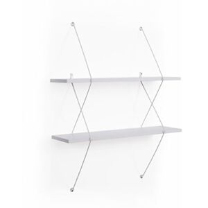 Danya B. 2-Tier Floating Wall Mount Shelf with White Wire Brackets – Display Books, Décor, Picture Frames or Collectibles – Decorative Modern Home Décor