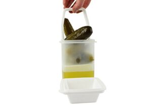 Home-X – Pickle Storage Container with Strainer Insert, The Ultimate Kitchenware Food Saver for Preserving and Keeping Edibles Fresh, White