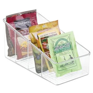mDesign Large Plastic Food Packet Organizer Caddy for Fridge or Freezer- Storage for Kitchen, Pantry, Cabinet, Countertop – Spice Pouches, Dressing Mixes, Hot Chocolate, Rice, Taco Seasoning – Clear