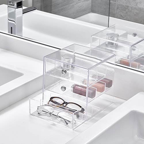 iDesign Plastic Divided 3-Drawer Vanity & Countertop Organizer – 7″ x 6.5″ x 6.5”, Clear | The Storepaperoomates Retail Market - Fast Affordable Shopping