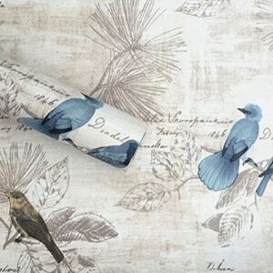 Amao Blue Bird Decorative Wallpaper Self Adhesive Shelf Drawer Liner Sticker Christmas Art Murals 17.7”x78.7”