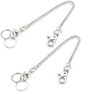 Wisdompro Wallet Chain, 2 Pack 8 inch Heavy Duty Pocket Keychain with Lobster Clasps and 2 Keyrings for Keys, Wallet, Jeans, Pants, Belt Loop, Purse and Handbag
