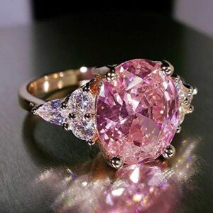 JOY Jewelry Women Pink Sapphire Claw Ring Rose Gold Wedding Engagement Band Ring Jewelry (6)