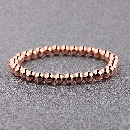 Panwa Jewelry Couples Men Woman 6mm Rose Gold Plated Copper Beads Stretch Bracelets Jewelry | The Storepaperoomates Retail Market - Fast Affordable Shopping