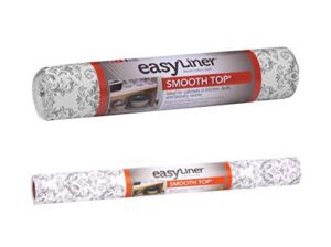 Duck Smooth Top EasyLiner Non-Adhesive Shelf Liner, 20 in x 6 ft + 12 in x 10 ft, Grey Damask Rolls, 19 sq ft
