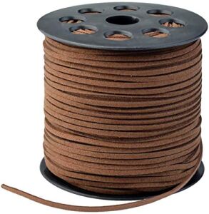 3mm x100 Yards Coffee Suede Cord Suede Lace Faux Leather Cord with Roll Spool for Bracelet Necklace Beading DIY Handmade Crafts