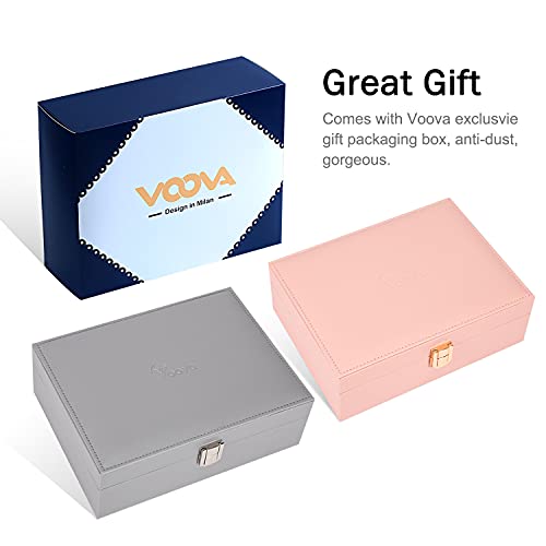 Voova Jewelry Box Organizer for Women Girls, 2 Layer Large Men Jewelry Storage Case, PU Leather Display Jewellery Holder with Removable Tray for Necklace Earrings Rings Bracelets, Vintage Gift,Grey | The Storepaperoomates Retail Market - Fast Affordable Shopping