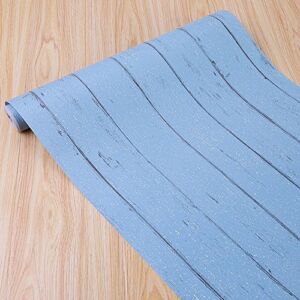SimpleLife4U Blue Wood Grain Furniture Paper Self-Adhesive Shelf Liner Table Door Sticker 17.7 Inch by 9.8 Feet