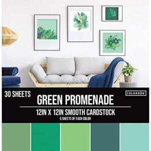 ColorBok 73477B Smooth Cardstock Paper Pad Green Promenade, 12″ x 12″