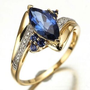 sirimongkol Jewellry Size 6-12 Womens Blue Sapphire Gold Filled Engagement Wedding Rings (7)