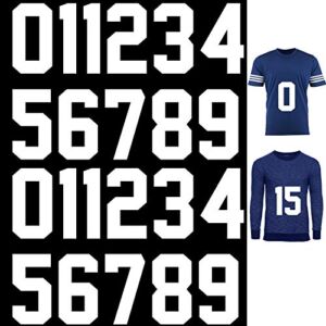 22 Pieces Iron on Numbers T Shirt Heat Transfer Numbers 0 to 9 Jersey Numbers Soft Iron on Numbers for Team Uniform Sports T Shirt Football Basketball Baseball (White,8 Inch)