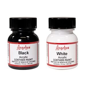 Angelus Brand Acrylic Leather Paint Waterproof 1oz – Black & White Duo